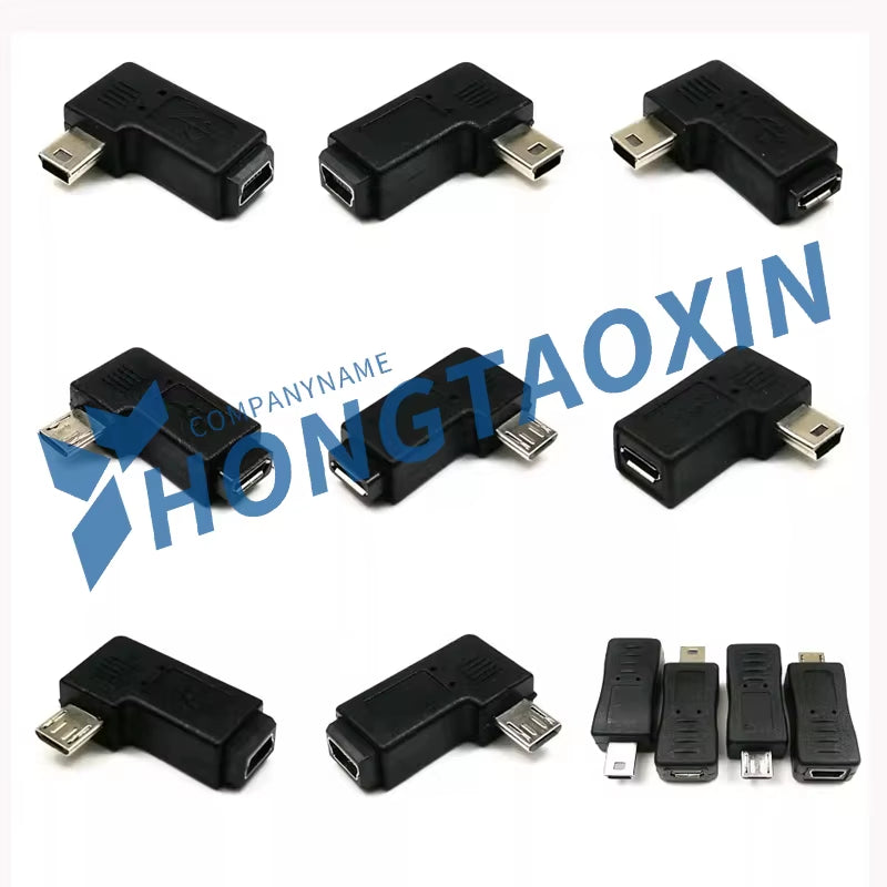 90 Degree Left & Right Angled Mini USB 5Pin Female to Micro USB Male Data Sync Adapter Plug Micro USB to Mini USB Connector