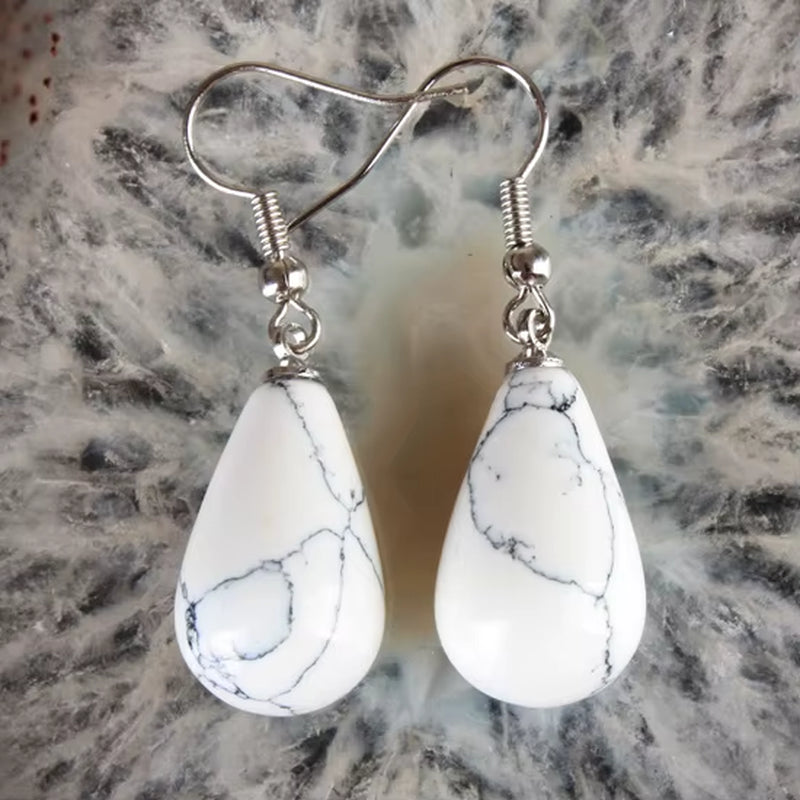 13X22MM Obsidian Clear Quartz Lapis Lazuli Rose Pink Quartz Opal Obsidian Drop Cone Bead Hook Dangle Earrings 1Pair