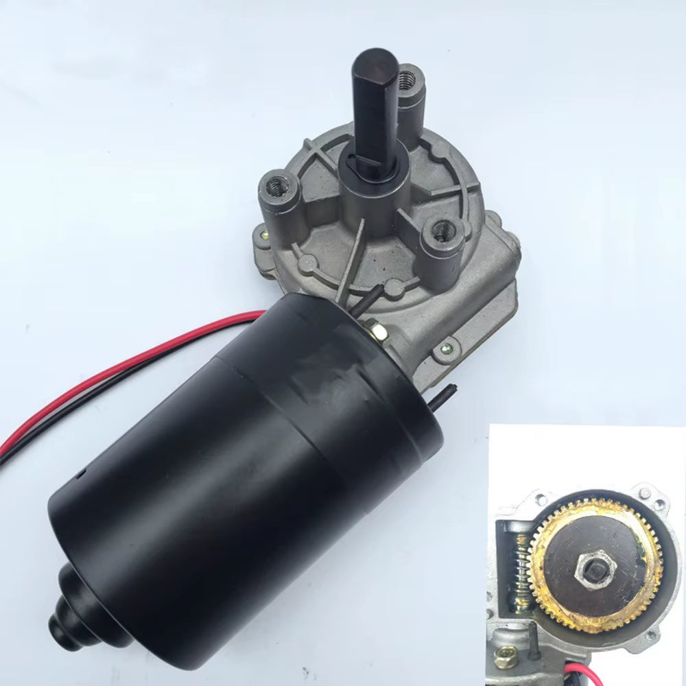 Motor Worm Self Locking 12V/24 DC Motor10-70Rpm 60W Copper Turbine Shaft Washing Key Slot Stand for 60Kgs Weight