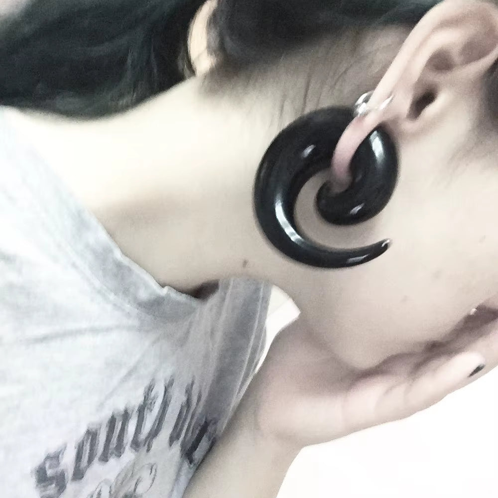 Bog-Pair Black Heart Ear Tunnel Gauge Acrylic Ear Spiral Plugs Ear Taper Stretchers Gauge Expander Saddle Ear Plugs 4-25Mm
