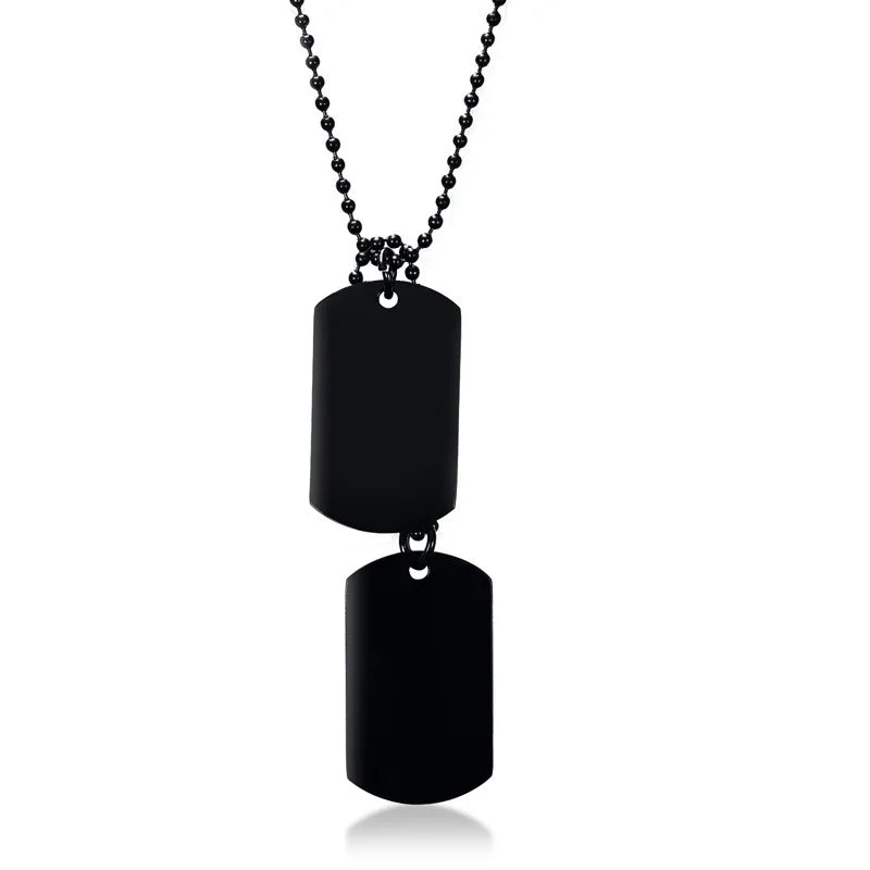 Stainless Steel Double Dog Tag Necklace for Men High Polished Pendant ID Men Jewelry 24" Chain Necklace