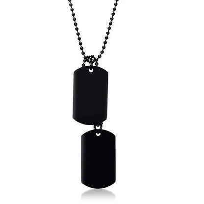 Stainless Steel Double Dog Tag Necklace for Men High Polished Pendant ID Men Jewelry 24" Chain Necklace