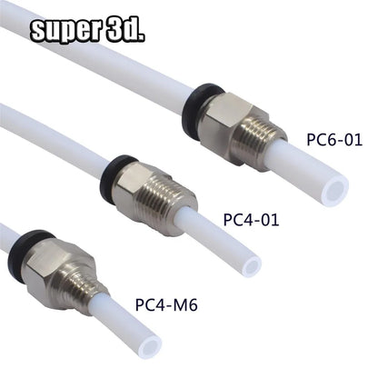 2Pcs Pneumatic Connectors for 3D Printers Parts Bowden Quick Jointer Coupler 1.75/3Mm Pipe Pc4 M6 M10 Fittings PTFE Tube 2/4Mm