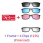Polarized Sunglasses Men Women 5 in 1 Magnetic Clip on Glasses TR90 Optical Prescription Eyeglass Frames Magnet Clips