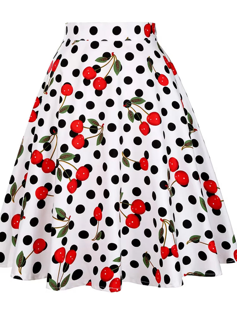 Women'S Runway Cotton Retro Vintage Skirt Black Faldas High Waist a Line Rockabilly Jupe 50S Swing Umbrella Skirts Pin up Skater