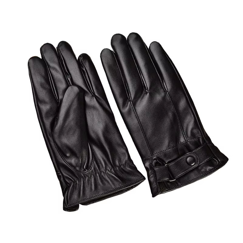 Men'S Gloves Black Winter Mittens Keep Warm Touch Screen Windproof Driving Guantes Male Autumn Winter PU Leather Gloves Business
