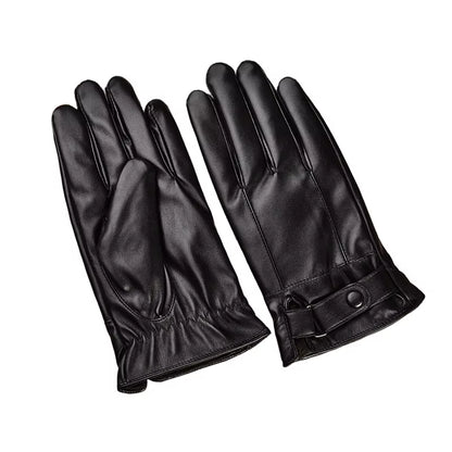 Men'S Gloves Black Winter Mittens Keep Warm Touch Screen Windproof Driving Guantes Male Autumn Winter PU Leather Gloves Business