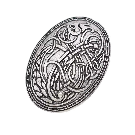 Viking Were Wolf Carved Rune Ethnic Peace Brooch Totem Badge Folk-Custom Accessories Color Cosplay Corsage Jewelry for Women