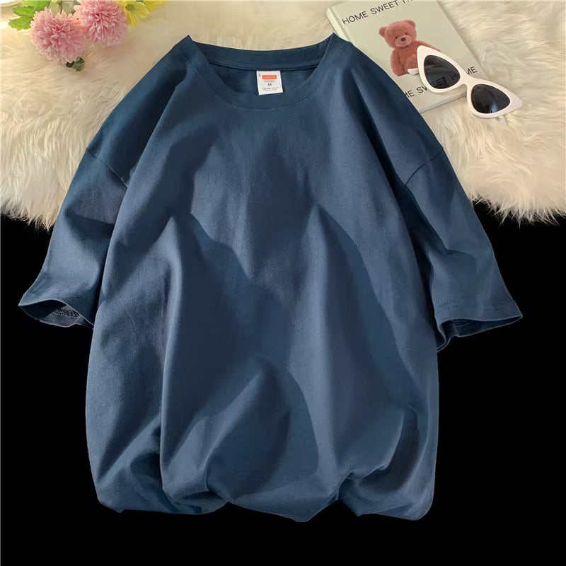 Oversized Summer Short Sleeve Men'S T Shirt New Fashion Solid Loose O-Neck T Shirts Mens Cotton Hip Hop Streetwear Top Tees 5XL