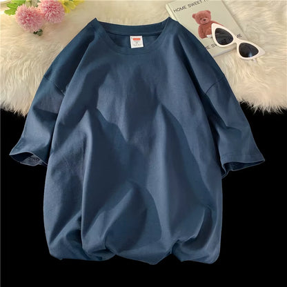 Oversized Summer Short Sleeve Men'S T Shirt New Fashion Solid Loose O-Neck T Shirts Mens Cotton Hip Hop Streetwear Top Tees 5XL