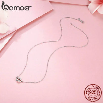 925 Sterling Silver Connected Heart Pendant Necklace for Girlfriend Valentine'S Day Gift Fine Jewelry SCN181