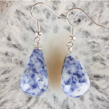13X22MM Obsidian Clear Quartz Lapis Lazuli Rose Pink Quartz Opal Obsidian Drop Cone Bead Hook Dangle Earrings 1Pair