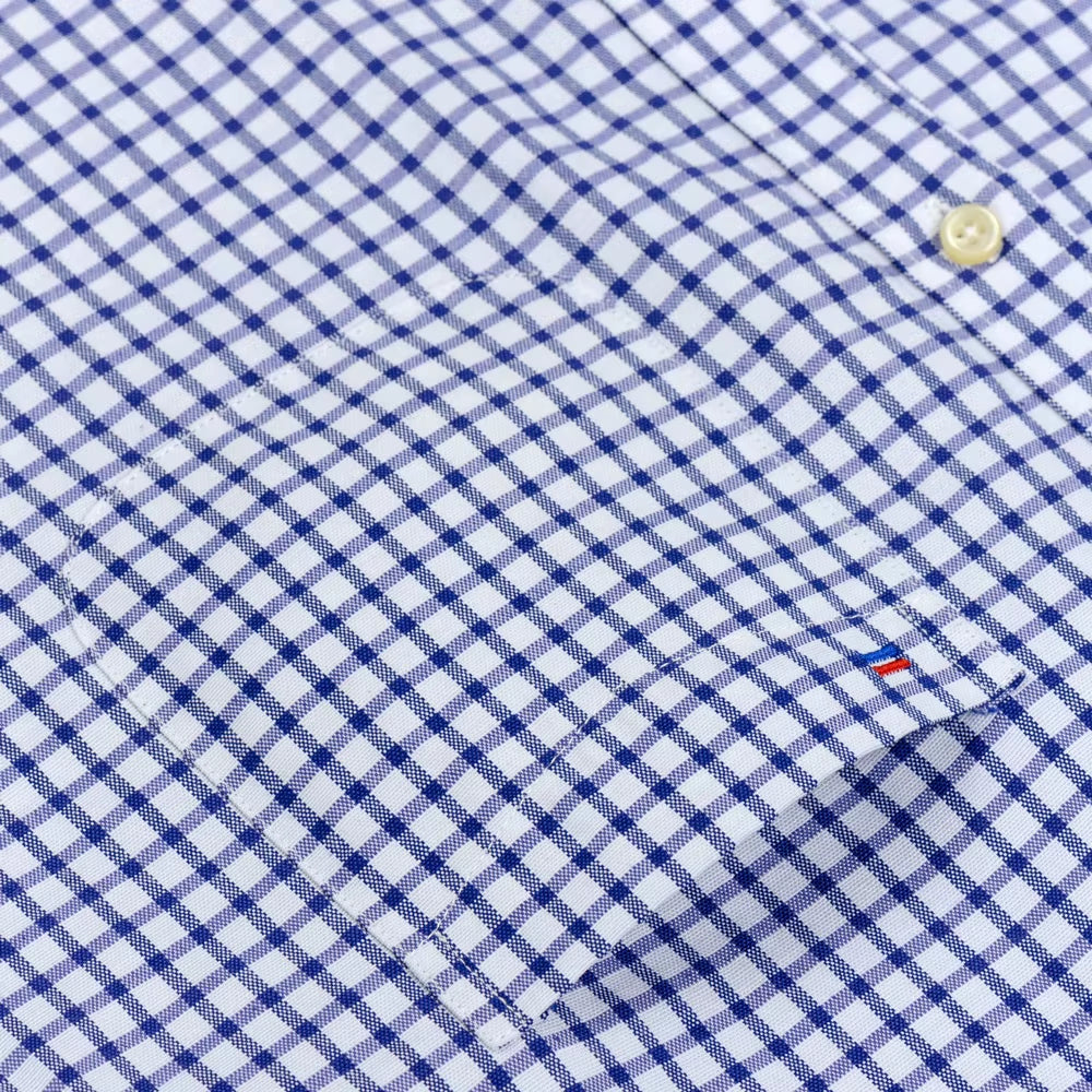 Men'S Long Sleeve Oxford Plaid Striped Work Casual Shirt with Pocket, Spring Autumn Cotton Blend Regular-Fit Button-Down Shirts