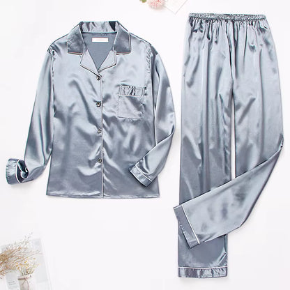 Womens Silk Satin Pajamas Pyjamas Set Sleepwear Pijama Pajamas Suit Female Sleep Two Piece Set Women'S Loungewear plus Size