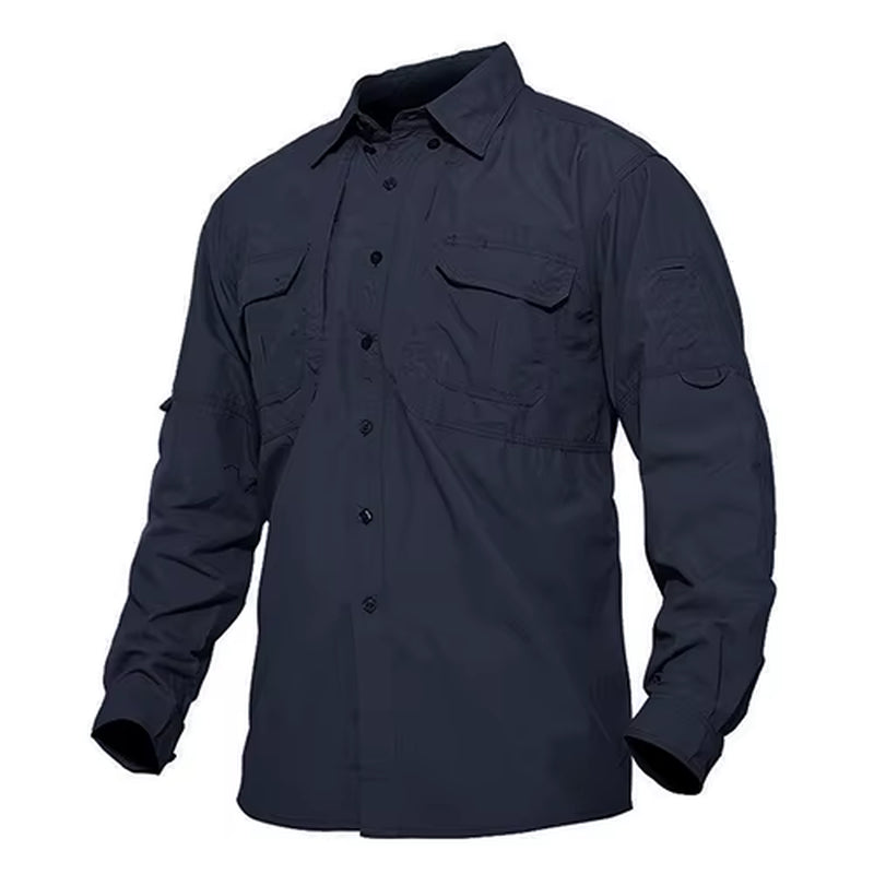 Mens Long Sleeve Shirts Summer Lightweight Quick Drying Shirt Hiking Nylon Shirts Long Sleeve Outdoor Work Cargo Shirts