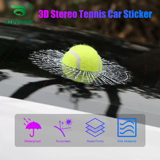 3D Tennis Ball Car Styling Stickers Hit Windows Funny Auto Windshield Decoration Self Adhesive Decal Accessories