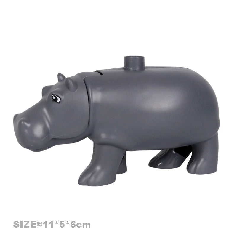 Big Building Blocks Accessories Farm Animals Zoo Compatible with Duplos Cat Pig Dog Rabbit Monkey Hippo Sheep Children Toys Gift