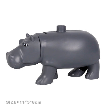 Big Building Blocks Accessories Farm Animals Zoo Compatible with Duplos Cat Pig Dog Rabbit Monkey Hippo Sheep Children Toys Gift