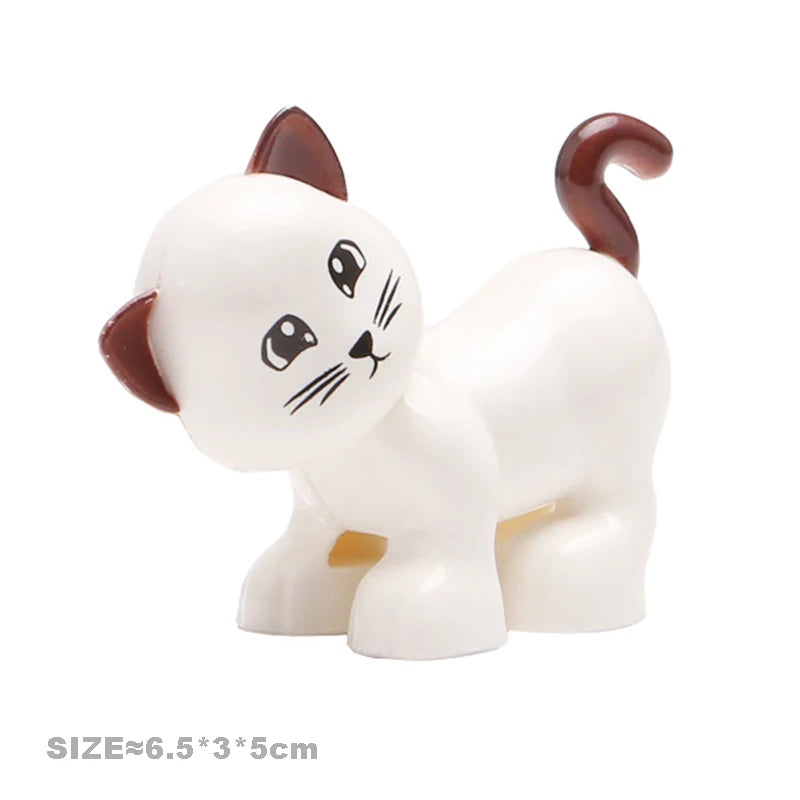 Big Building Blocks Accessories Farm Animals Zoo Compatible with Duplos Cat Pig Dog Rabbit Monkey Hippo Sheep Children Toys Gift