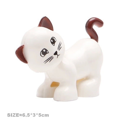 Big Building Blocks Accessories Farm Animals Zoo Compatible with Duplos Cat Pig Dog Rabbit Monkey Hippo Sheep Children Toys Gift