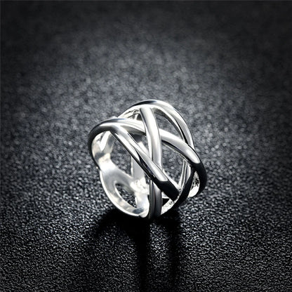 925 Sterling Silver Cross Intertwined Ring for Women Wedding Engagement Party Fashion Charm Jewelry