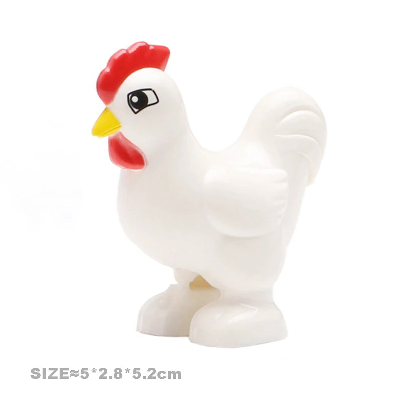 Big Building Blocks Accessories Farm Animals Zoo Compatible with Duplos Cat Pig Dog Rabbit Monkey Hippo Sheep Children Toys Gift