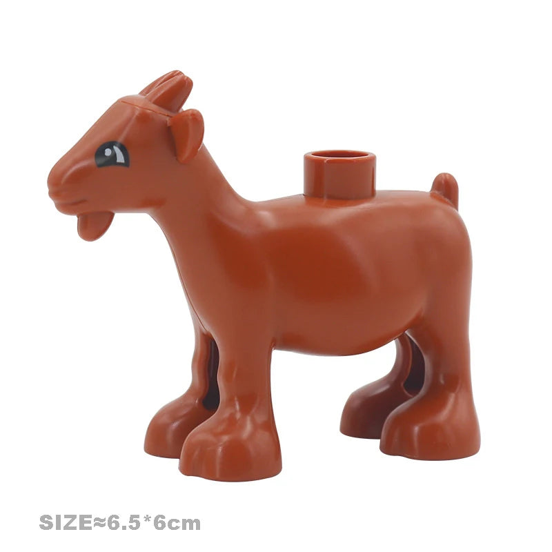 Big Building Blocks Accessories Farm Animals Zoo Compatible with Duplos Cat Pig Dog Rabbit Monkey Hippo Sheep Children Toys Gift
