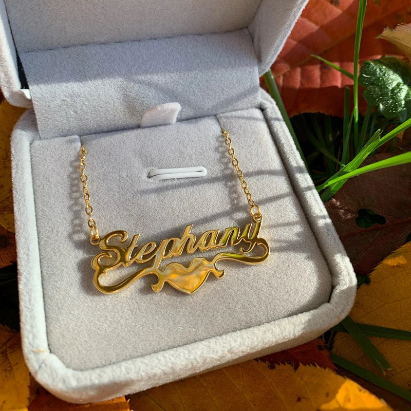 Fashion Custom Name Pendant Necklace with Heart Crown Any Letter Choker Necklace for Women Stainless Steel Jewelry Collier Femme