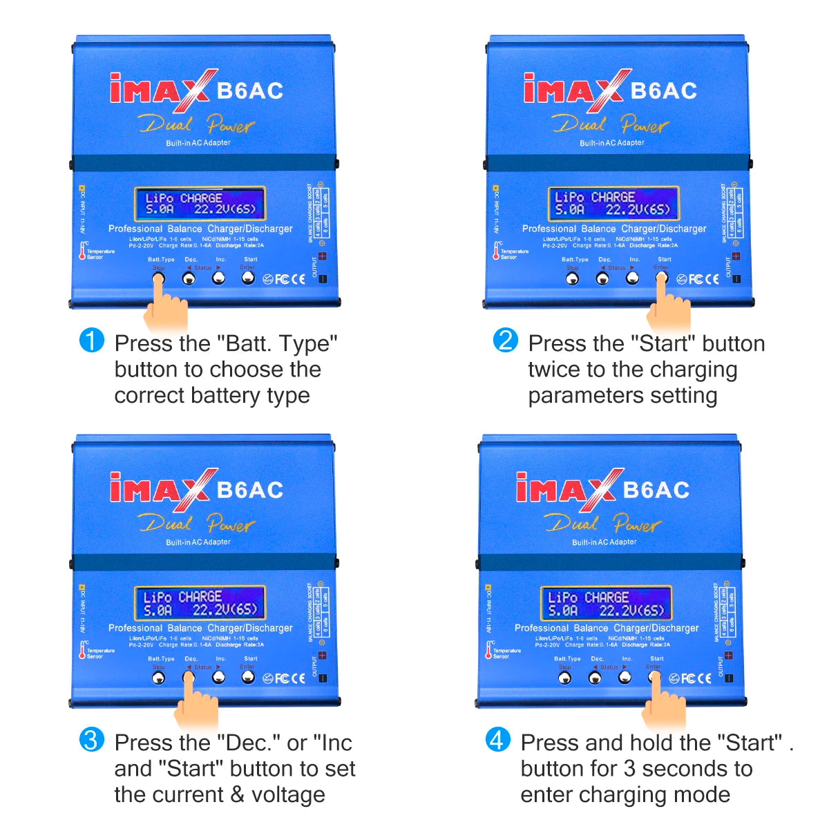 Imax B6AC 80W 6A Lipo Charger Balancer for Nimh Nicd Lipo Life Li-Ion Pb Battery LCD Screen Display RC Charger Discharger XT60