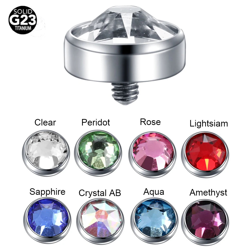 1PC Titanium Microdermal Piercing Surface Internally Threaded Gem Ends Dermal Skin Diver Hide in Medusa Piercing Body Jewelry