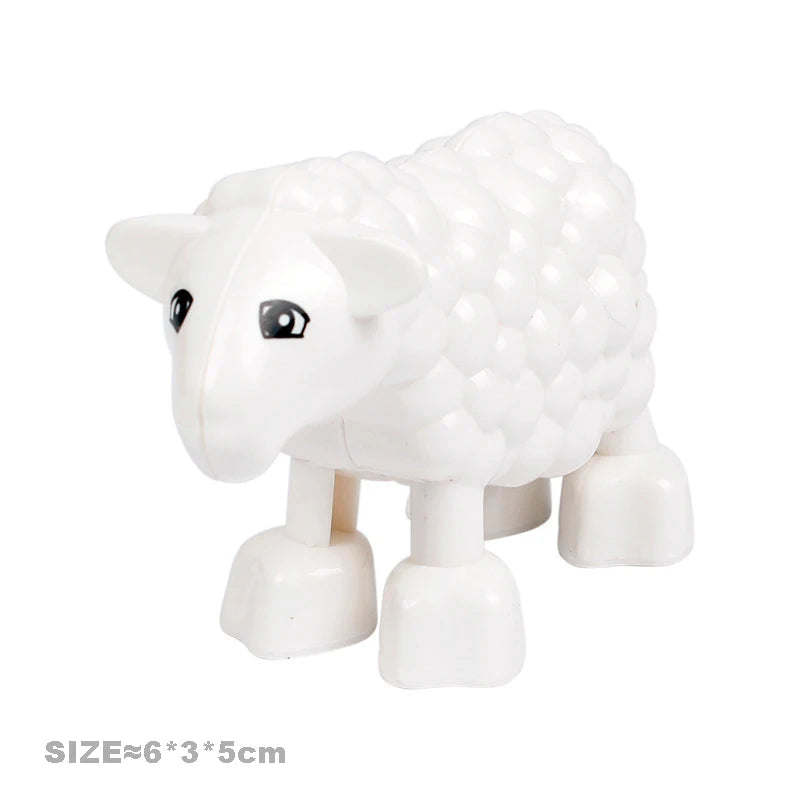 Big Building Blocks Accessories Farm Animals Zoo Compatible with Duplos Cat Pig Dog Rabbit Monkey Hippo Sheep Children Toys Gift