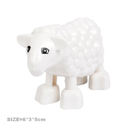 Big Building Blocks Accessories Farm Animals Zoo Compatible with Duplos Cat Pig Dog Rabbit Monkey Hippo Sheep Children Toys Gift