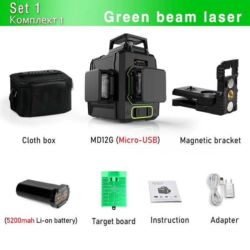 CE Certificated 3D New ABS and PC Shell Shockproof Lines Laser Level with 5200Mah BATTERY Work Separately Laser Lines