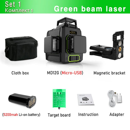 CE Certificated 3D New ABS and PC Shell Shockproof Lines Laser Level with 5200Mah BATTERY Work Separately Laser Lines