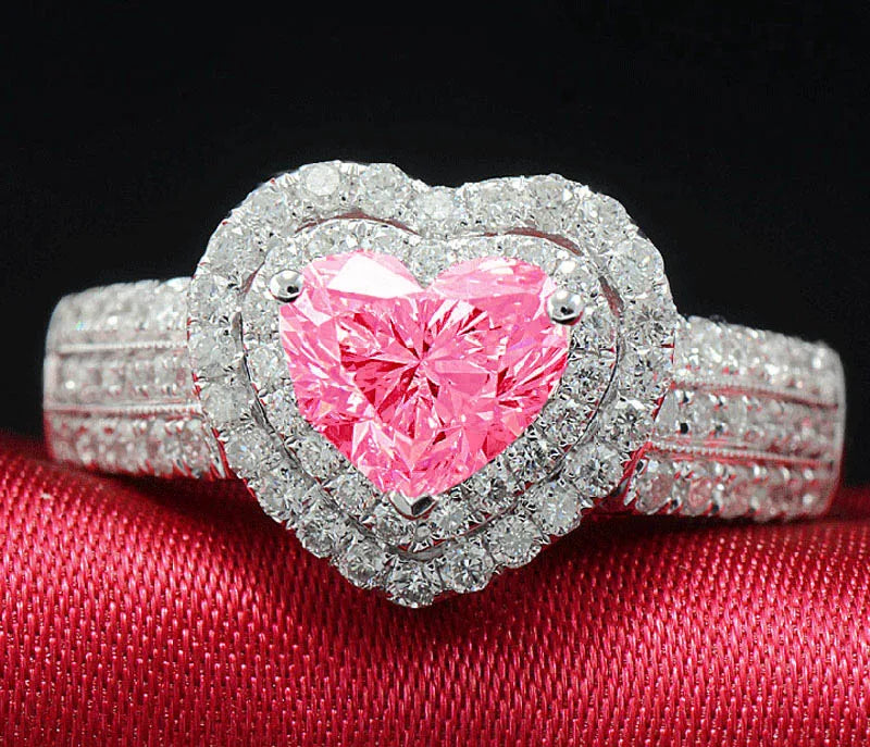 Yayi Fashion Women Jewelry Pink Gemstone Zircon CZ Silver Color Engagement Wedding Woman Rings Gift Drop Ship Rings