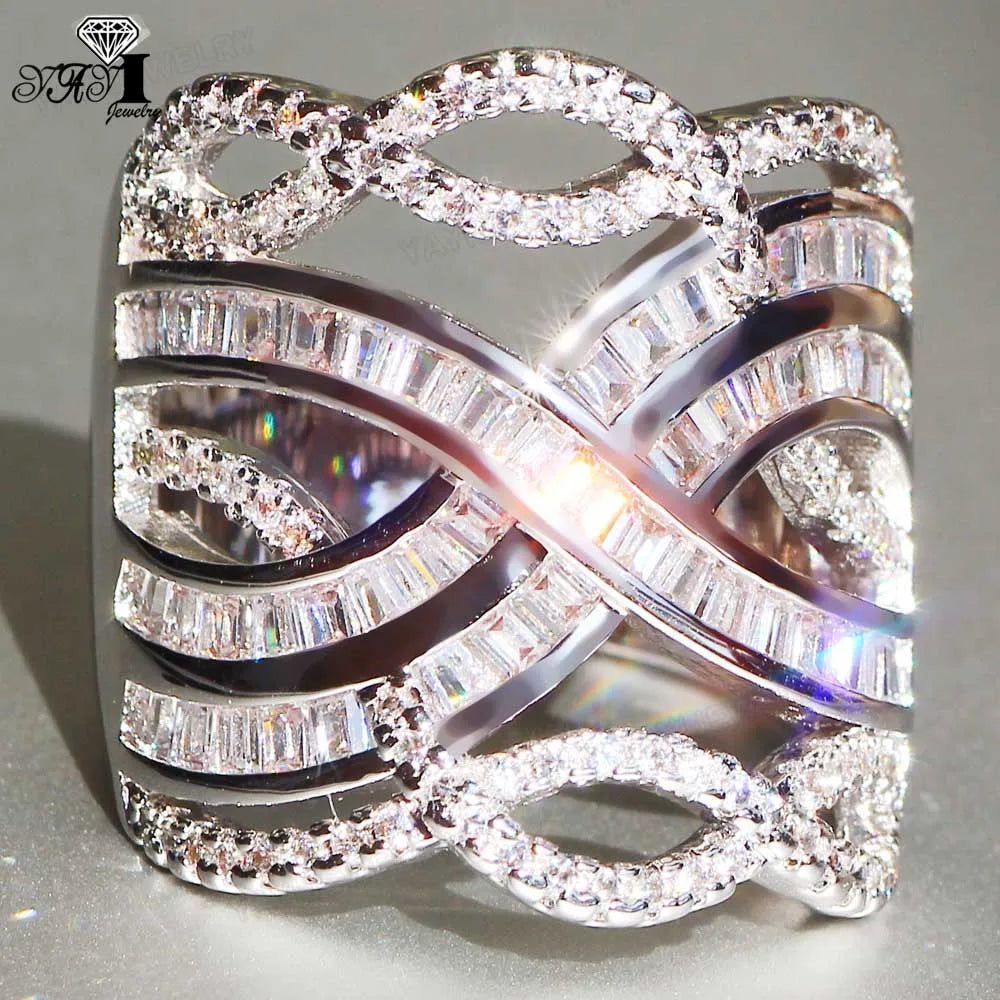 Yayi Fine Jewelry Top Quality Gemstones Moissanite Cubic Zirconia Silver Color Engagement Wedding Party Rings Gifts