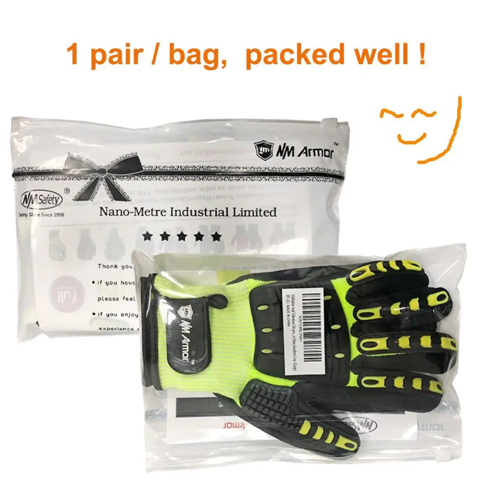 Cut Resistant Safety Work Glove anti Vibration anti Impact Oil-Proof Protective with Nitrile Dipped Palm Glove for Working
