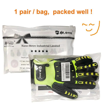 Cut Resistant Safety Work Glove anti Vibration anti Impact Oil-Proof Protective with Nitrile Dipped Palm Glove for Working