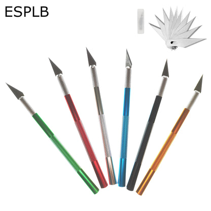 Engraving Non-Slip Metal Scalpel Knife Kit + 50/20/10/5Pcs #11 Blades Cutter Craft Knives for Mobile Phone PCB Repair Hand Tools