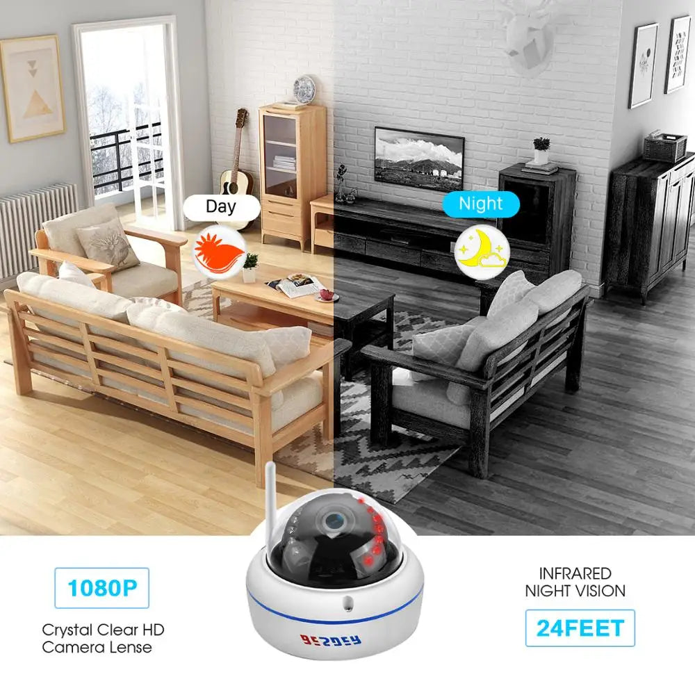 HD1080P Vandal-Proof IP Camera Wifi SD Card Slot 64Gb Motion Ai Detect Alert Dome 2MP Audio Security CCTV Camera Xmeye P2P Icsee
