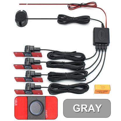 Car Parking Sensor Assistant Parktronics 4 Black/Silver/White 13Mm Flat Sensors Reverse Radar Sound Buzzer Alarm Sound