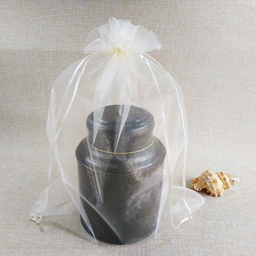 50Pcs/Lot 15X20 17X23 20X30 25X35Cm Big Drawable Organza Bags Jewelry Packaging Bags Wedding Party Decoration Gift Bag Favor Bag