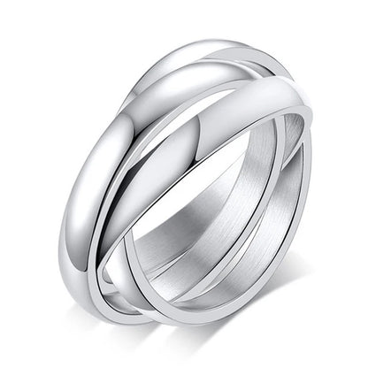 Gorgeous Three Ring Set for Women High Quality Stainless Steel Three Colors Crystal Clover Ring with Crystals