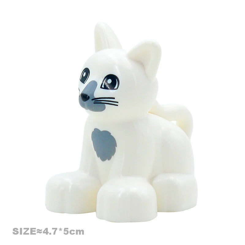Big Building Blocks Accessories Farm Animals Zoo Compatible with Duplos Cat Pig Dog Rabbit Monkey Hippo Sheep Children Toys Gift