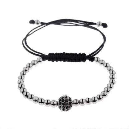 2020 Classic Luxury CZ Black Zircon Long Tubes&4Mm Copper Beads Macrame Men Bracelets&Bangles for Women Jewelry Bileklik