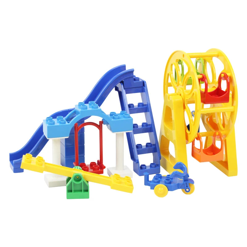 Big Building Blocks Assemble Accessories Children Toys Compatible with Duploes Amusement Park Playground Creativity DIY Set Gift