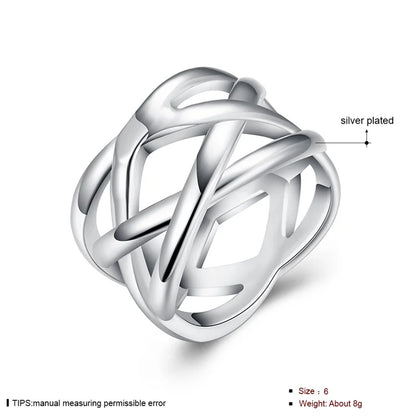 925 Sterling Silver Cross Intertwined Ring for Women Wedding Engagement Party Fashion Charm Jewelry