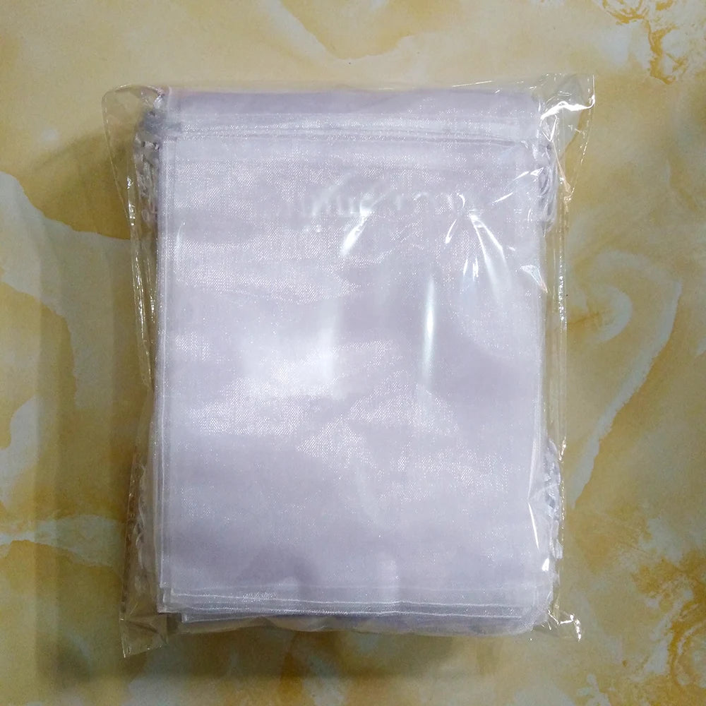 50Pcs/Lot 15X20 17X23 20X30 25X35Cm Big Drawable Organza Bags Jewelry Packaging Bags Wedding Party Decoration Gift Bag Favor Bag