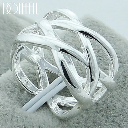 925 Sterling Silver Cross Intertwined Ring for Women Wedding Engagement Party Fashion Charm Jewelry