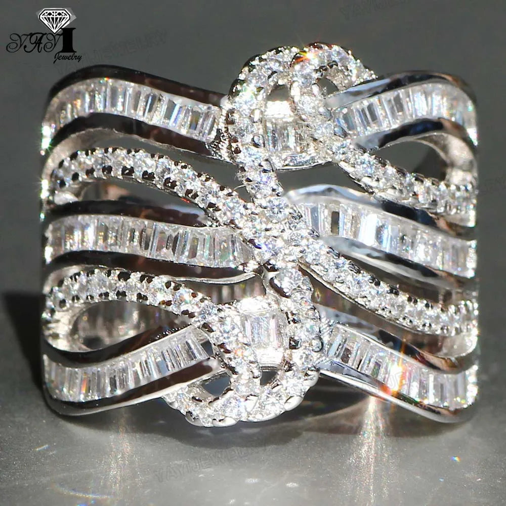 Yayi Fine Jewelry Top Quality Gemstones Moissanite Cubic Zirconia Silver Color Engagement Wedding Party Rings Gifts
